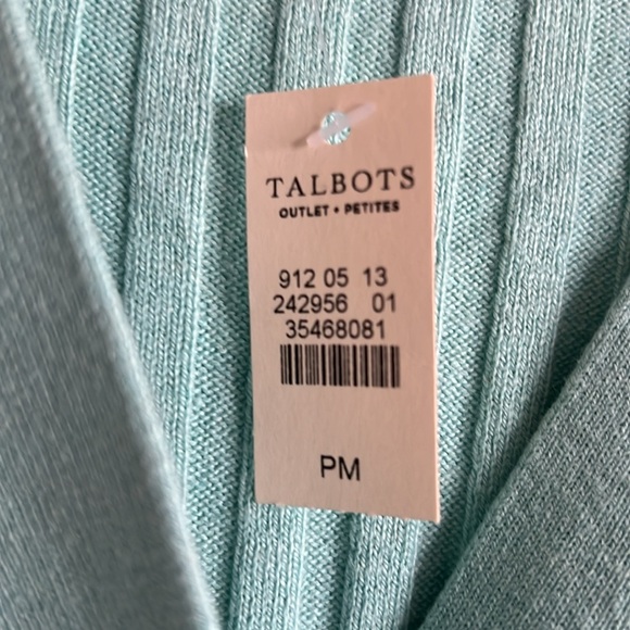 Talbots Aqua Ribbed Button-Up Cardigan - Picture 3 of 9